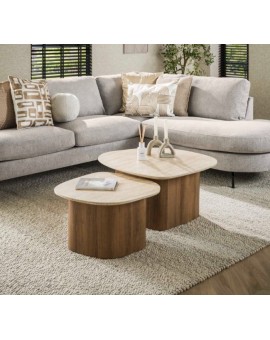ZESTAW STOLIKÓW KAWOWYCH MORAJ IV CERAMICZNY BEŻOWY - 2SZT