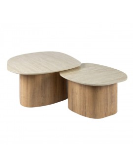 ZESTAW STOLIKÓW KAWOWYCH MORAJ IV CERAMICZNY BEŻOWY - 2SZT