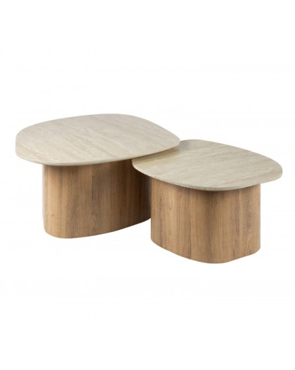 ZESTAW STOLIKÓW KAWOWYCH MORAJ IV CERAMICZNY BEŻOWY - 2SZT
