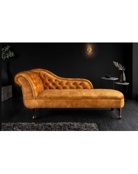 LEŻANKA CHESTERFIELD 170 CM MUSZTARDOWY WELUR