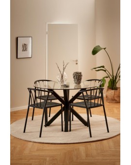 STÓŁ HEAVEN SZKLANY 119 CM TRANSPARENT/CZARNY