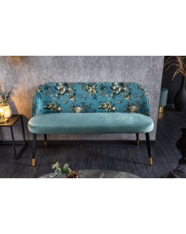 ŁAWA BOUTIQUE 130CM NIEBIESKA WZÓR KWIATOWY