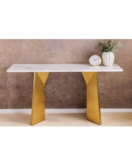 KONSOLA EXTRAWAGANCJA 140X40 CM MARMUR BIAŁY