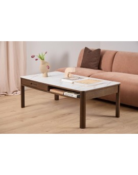 STOLIK KAWOWY SOUTHAMPTON 130X45 CM CERAMIKA KREMOWA