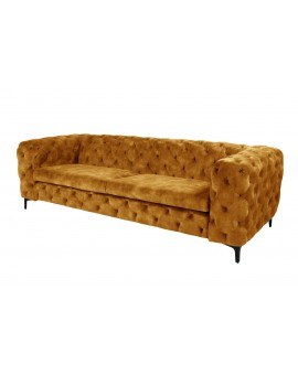 SOFA MODERN BAROCK 3-OSOBOWA MUSZTARDOWY WELUR