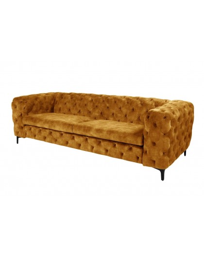 SOFA MODERN BAROCK 3-OSOBOWA MUSZTARDOWY WELUR