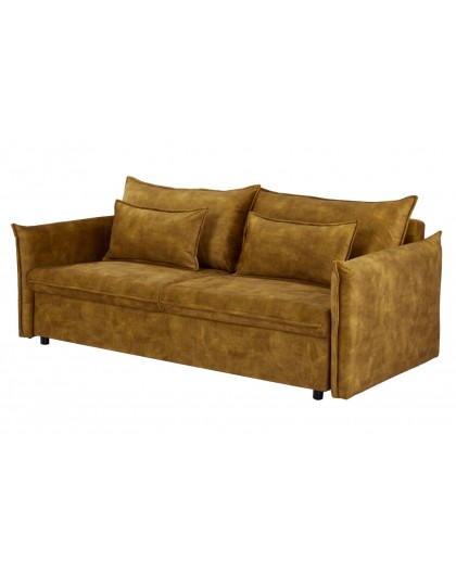 SOFA ROZKŁADANA APARTAMENT 215 CM WELUR MUSZTARDOWY