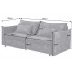 SOFA ROZKŁADANA APARTAMENT 215 CM WELUR SZARY
