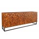 KOMODA VULCANO MOZAIKA 177X38 CM MANGO CZARNO-BIAŁA