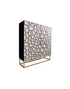 KOMODA VULCANO MOZAIKA 177X38 CM MANGO CZARNO-BIAŁA