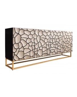 KOMODA VULCANO MOZAIKA 177X38 CM MANGO CZARNO-BIAŁA