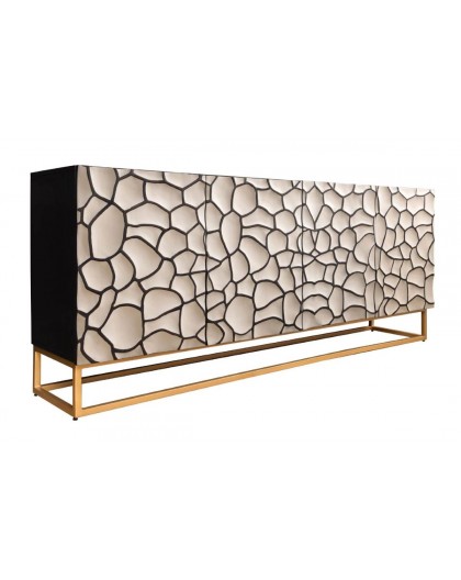 KOMODA VULCANO MOZAIKA 177X38 CM MANGO CZARNO-BIAŁA