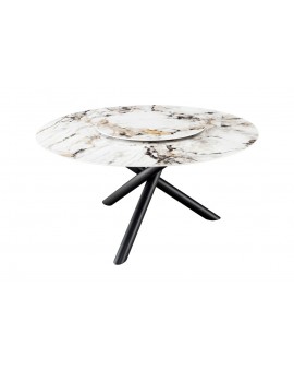 STÓŁ SPIN 150 CM CERAMICZNY BIAŁY KAMIEŃ