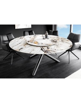 STÓŁ SPIN 150 CM CERAMICZNY BIAŁY KAMIEŃ
