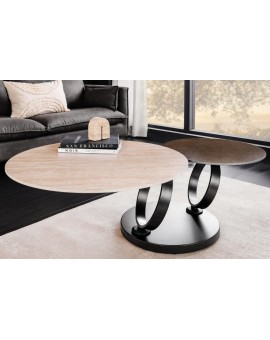 STOLIK KAWOWY DANCING RINGS CERAMIKA BRĄZOWO-BEŻOWY