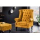 FOTEL CHESTERFIELD MUSZTARDOWY WELUR 