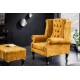 FOTEL CHESTERFIELD MUSZTARDOWY WELUR 