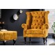 FOTEL CHESTERFIELD MUSZTARDOWY WELUR 