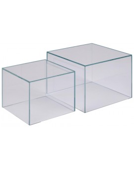 ZESTAW STOLIKÓW KAWOWYCH DICE SQUARE SZKŁO TRANSPARENTNE
