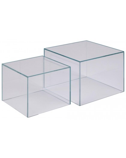 ZESTAW STOLIKÓW KAWOWYCH DICE SQUARE SZKŁO TRANSPARENTNE