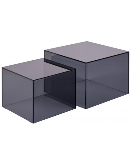 ZESTAW STOLIKÓW KAWOWYCH DICE SQUARE SZKŁO PRZYDYMIONE