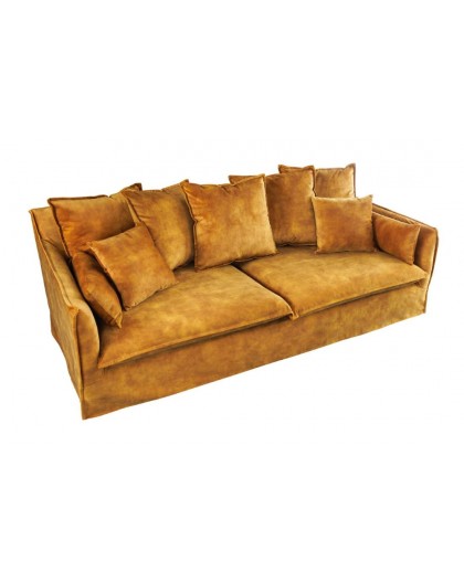 SOFA 3-OSOBOWA HEAVEN 210X105 CM MUSZTARDOWY WELUR 