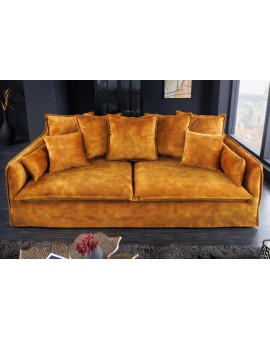 SOFA 3-OSOBOWA HEAVEN 210X105 CM MUSZTARDOWY WELUR 