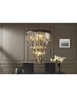 ŻYRANDOL CRYSTAL 52 CM SZKLANY SZARY