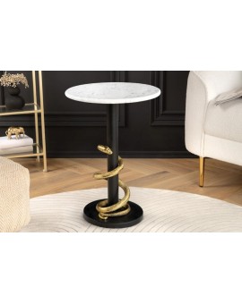 STOLIK KAWOWY WILDLIFE SNAKE 41 CM MARMUR BIAŁY