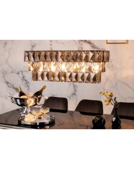 ŻYRANDOL KRISTALL 88 CM SZKLANY SZARY