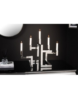 ŚWIECZNIK ABSTRACT 49 CM SREBRNY