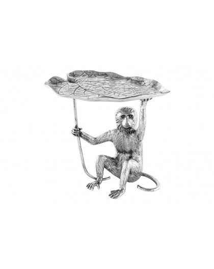 STOLIK KAWOWY WILDLIFE MONKEY 55 CM SREBRNY