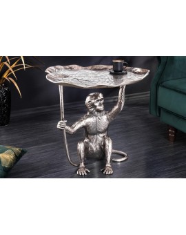 STOLIK KAWOWY WILDLIFE MONKEY 55 CM SREBRNY