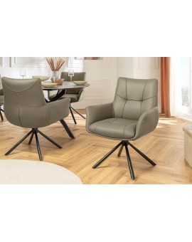 KRZESŁO OBROTOWE SIGNATURE TAUPE SKÓRA