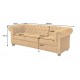 SOFA CHESTERFIELD 3-OSOBOWA MUSZTARDOWY WELUR