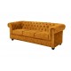 SOFA CHESTERFIELD 3-OSOBOWA MUSZTARDOWY WELUR