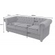 SOFA CHESTERFIELD 3-OSOBOWA CZARNY WELUR