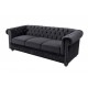SOFA CHESTERFIELD 3-OSOBOWA CZARNY WELUR
