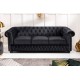 SOFA CHESTERFIELD 3-OSOBOWA CZARNY WELUR