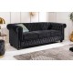 SOFA CHESTERFIELD 3-OSOBOWA CZARNY WELUR