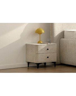 SZAFKA NOCNA ART DECO 45X40 CM BOUCLE SZARA