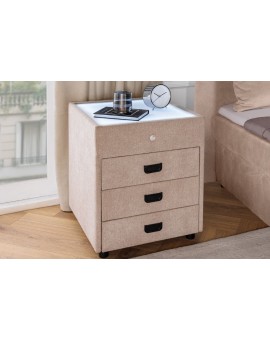 SZAFKA NOCNA TOULOUSE 45X45 CM BEŻOWA Z OŚWIETLENIEM LED