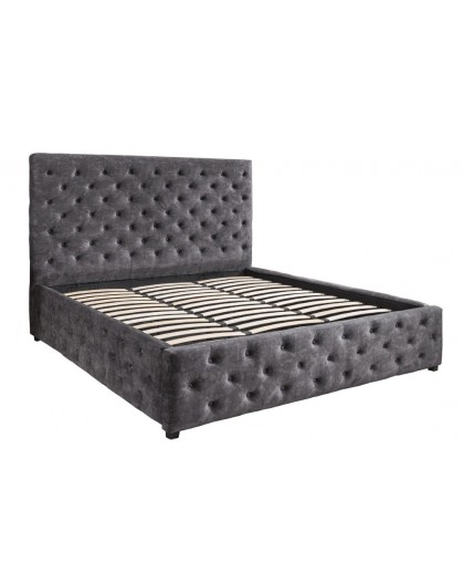 ŁÓŻKO PARIS CHESTERFIELD 160X200 CM WELUR SZARY