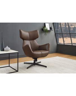 FOTEL OBROTOWY VOGUE EKOSK&Oacute;RA BRĄZOWA