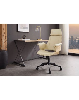 FOTEL BIUROWY MANHATTAN EKOSKÓRA BEŻOWA