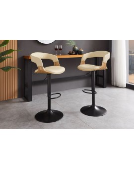 HOKER OBROTOWY MANHATTAN EKOSKÓRA BEŻOWA