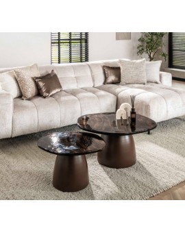 ZESTAW STOLIK&Oacute;W KAWOWYCH KIKO MIEDZIANY - 2SZT.