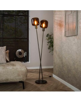 LAMPA PODŁOGOWA HOLY SZKŁO BRĄZOWE