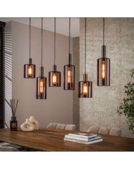 LAMPA WISZĄCA HOLY SZKŁO BRĄZOWE