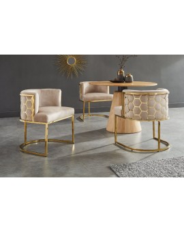 KRZESŁO ELEGANCE WELUR BEŻOWY